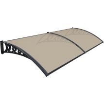 Pensilina Per Copertura In Policarbonato Alveolare Tettoia Modulabile Per Esterno Per Porte Balcone Finestre Elegante E Resistente, Colore Nero E Fumè