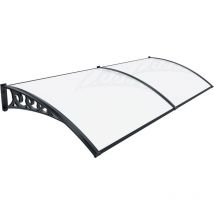 Pensilina Per Copertura In Policarbonato Alveolare Tettoia Modulabile Per Esterno Per Porte Balcone Finestre Elegante e Resistente, Trasparente (100