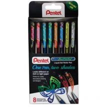 Pentel Hybrid DualMetallic 1.0mm Gel Pen 8-piece Cardboard Wallet Assorted Colou