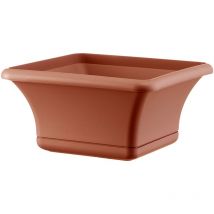 Art Plast Ciotola Sally Vaso Quadrata 24 cm con Piattino, Terracotta - Terracotta