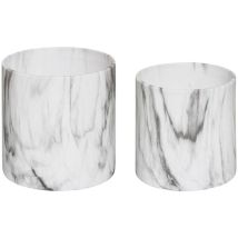 Atmosphera Créateur D'intérieur - Set di 2 vasi in ceramica di marmo bianco e nero d12 d15cm