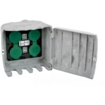 Pepe Gartensteckdose Steinoptik IP44 4-Fach grau - Technik@all