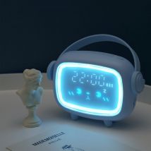 Pequeño despertador luz de noche dormitorio de estudiantes para niños reloj despertador azul