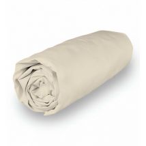 Drap housse en coton 160x200 cm percale ecru, par Soleil d'ocre