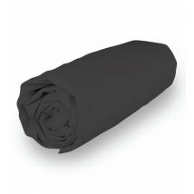 Drap housse en coton 160x200 cm percale anthracite, par Soleil d'ocre