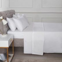 Percale Fitted Sheet 10" (25cm) Sheet 180TC Polycotton Soft Durable White Single