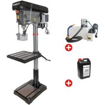 Torros - Perceuse à colonne professionnelle jusque ø 30 mm CM3 1,5 kW 230V avec système de refroidissement et bidon de 5L d'huile DF30M pack cool