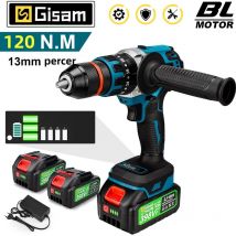 Perceuse à percussion sans balais de 13 mm avec poignée - 2 batteries