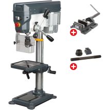 Perceuse D'Établi Jusque Ø 20 Mm Raccord Cm2 550w 400v 12 Vitesses + Étau De Perçage + Jeu De Boulons Optidrill Dq22 400v Pack