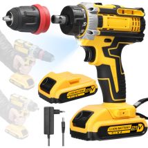 Lepmerk - Perceuse électrique 2 en 1 21V, tournevis électrique sans fil, perceuse électrique portative au lithium avec moteur à brosse et fente pour