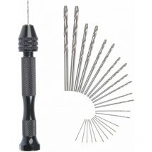 Ersandy - Perceuse électrique à main foret hélicoïdal + 25 micro forets hélicoïdaux sans fil étau à broche en aluminium outil rotatif foret