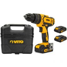 Perceuse visseuse sans fil 18V 2 Batteries Lithium 2.0 Ah + mallette + 18 accessoires de vissage et perçage Vito