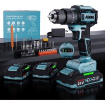 Pergar - Perceuse sans fil, perceuse à percussion, moteur sans balais amélioré, 24 niveaux de couple et 3 modes d'impact, 350 w, avec éclairage led,