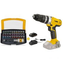 Perceuse sans fil 20V + Batterie Lithium 4Ah + 32 embouts Vissage + Chargeur Rapide Vito