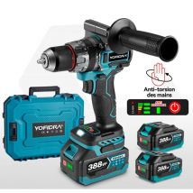 Perceuse visseuse à percussion 18V 94 Nm - 20 vitesses réglables Perceuse sans fil Ø13 mm - Avec 2 batteries