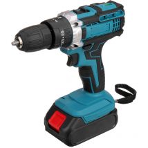 Perceuse Visseuse électrique 21V sans fil couple 28Nm 1450r/min réglage 25 vitesses avec têtes de perçage Drillpro avec 2 Batteries