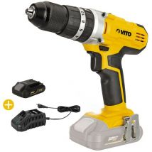 Perceuse sans fil 20V + Batterie Lithium 2AH + Chargeur Rapide Vito