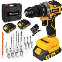 Perceuse visseuse sans fil 55 Nm Brushless 2X2.0 Ah batteries 23+2 réglages de couple Visseuse à percussion sans fil Livrée avec 24 accessoires