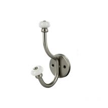Percha de pared, 2 cabezas, aluminio y porcelana blanca, atornillable