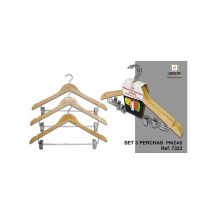 Percha Madera Recta C/pinza Set-3
