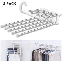 Perchas multipantalones Crediri, paquete de 2, ahorradoras de espacio, perchas de almacenamiento multimágicas, perchas de viaje plegables