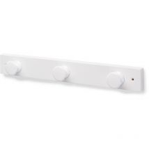 Niubó - Perchero de pared decorativo atornillable con acabado blanco. Dimensiones: 355x42x45 mm -