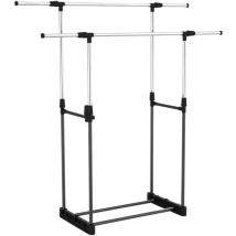Perchero de Pie Burro Doble con Zapatero Plateado Thinia Home Perchero Extensible y Ajustable , Perchero para Ropa con Tubería Industrial , Perchero