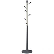Herdasa - Perchero moderno mod. 413 herrajes en cromo satinado lacado azabache, 190 cm(alto)37 cm(ancho)37 cm(largo)