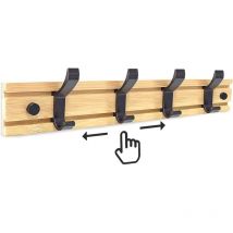 Perchero, perchero de pared con 4 ganchos móviles, percheros, ganchos de pared - RWPerchero