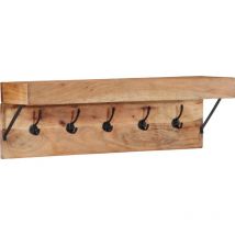 Perchero de pared con estante madera maciza de acacia y metal Vidaxl