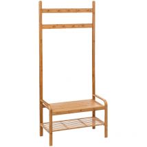 O91 - Perchero Zapatero de Bambú con Banco 170x73.5x34.5cm