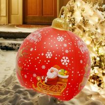 Serbia - Père Noël + cerf) Boules de Noël gonflables, énormes boules de décoration gonflables en pvc de 23,6 pouces, boules de jardin de Noël