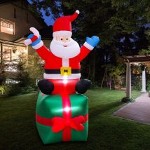Choyclit - Père Noël gonflable de 1,8 m avec boîte à cadeaux Décoration extérieure avec led lumineuses Décoration de patio extérieur pour Noël
