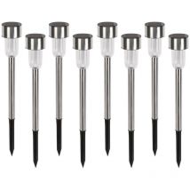 Perel - Solar Außenleuchten 8er Set, Ø 4,7 Cm, Edelstahl Mit Kunststoff