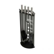 Outils de cheminée, 4 accessoires, gris/argent - Perel