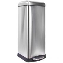 Poubelle à pédale métallique avec seau amovible, base solide et pédale antidérapante, idéale pour la maison et le bureau, capacité 30 litres, carrée