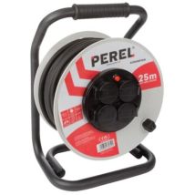 Perel - professionelle kabeltrommel mit 'anti-twist'-system - neopren - 25 m - 3G2.5 - 4 steckdosen - stecker-typ e (französisches system)