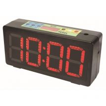 Perel - Reloj de Pared, Pantalla led Digital con cronómetro, Temporizador de Cuenta atrás y Temporizador de intervalos, 327 x 93 x 156 mm, Negro