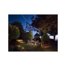 Perel Sombreado Velo, 100 LED Solar, Efecto de Cielo Estrellado, Permeable, Transpirable, 3.6 x 3.6 x 3.6 m, 180 g/m², PEHD, Triangular, Azul