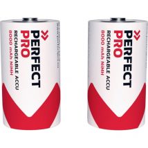 Perfectpro - Akku - 2 Stuck D-batterien Ni-mh - Wiederaufladbar Und Vorgeladen - 8000 Mah - 1,2 Volt - Lange Lebensspanne - Ideal Für Lautsprecher Und