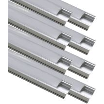 Perfil de Aluminio 1m para tira led. Tapones y clips incluidos Pack 8 Ud.