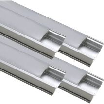 Perfil de Aluminio 1m para tira led. Tapones y clips incluidos Pack 4 Ud.