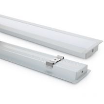 Efectoled - Perfil de Aluminio Empotrable con Tapa Continua para Tira led hasta 31 mm Aluminio 2 m Blanco traslúcido