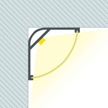 Efectoled - Perfil de Aluminio Esquina Circular con Tapa continua para Tira led hasta 20 mm Aluminio 10 m Blanco traslúcido