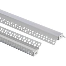 Perfil de Aluminio Integración en Escayola/Pladur con Tapa Continua para Tira led hasta 15 mm Aluminio 2 m Transparente