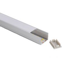 Efectoled - Perfil de Aluminio Superficie con Tapa Continua para Tira Doble led hasta 22 mm Aluminio 8 m Semi-transparente