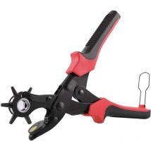 Perforatrice Cuir Professionnelle avec 2 Plaques De Perforation Supplémentaires, Règle et 6 Tailles - Rouge