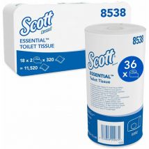 Scott - Essential Standard Size Toilet Roll 8538 - 2 Ply Toilet Paper - 36 Rolls x