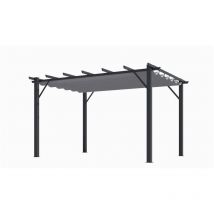 Foresta - Pergola en aluminium gris anthracite 100x100 mm ép.1,2 mm toiture gris 280 gr/m2 - PER4030GN - Habrita