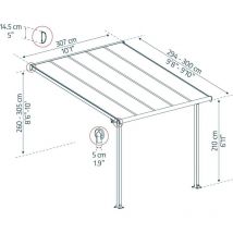 Pergola à adosser en aluminium blanc et polycarbonate Olympia 3 x 3m